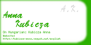 anna kubicza business card